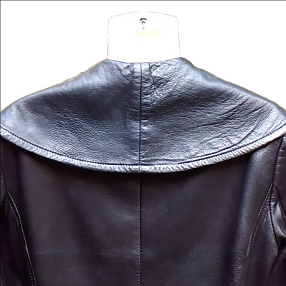 Vtg DANIER Genuine Leather Black Button Up Women's Tailored Jacket Size S - Picture 6 of 16